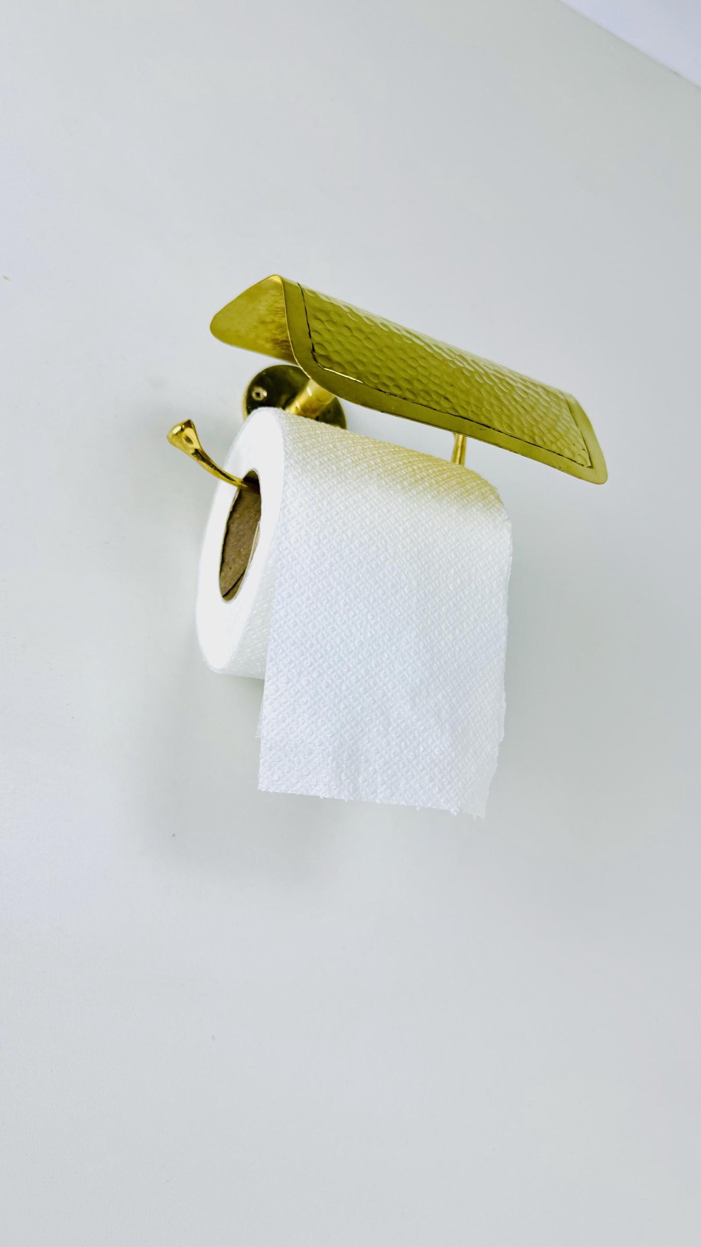 Brass Wall-Mounted Toilet Paper Holder - Gold Finish with Cover