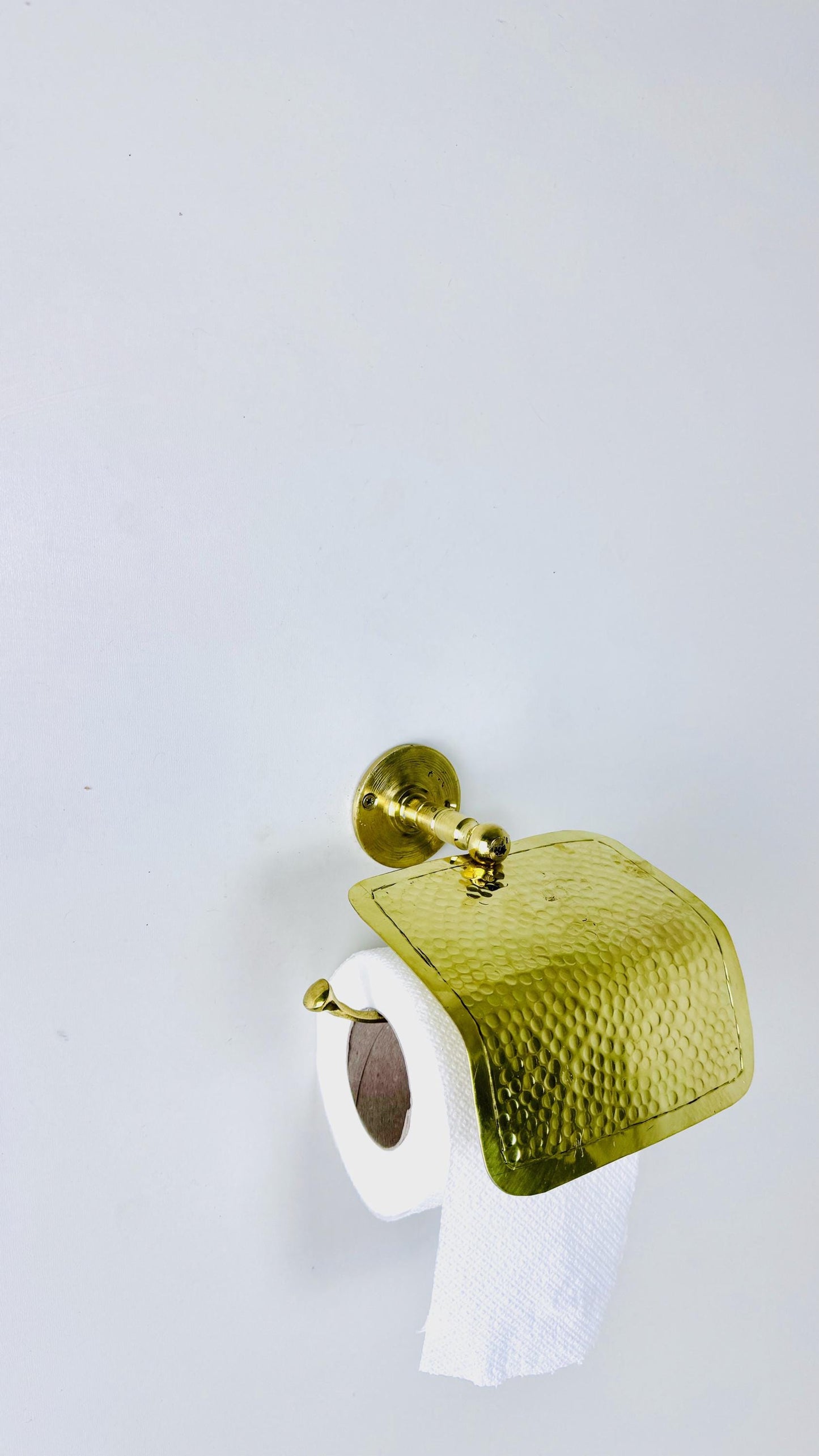 Brass Wall-Mounted Toilet Paper Holder - Gold Finish with Cover