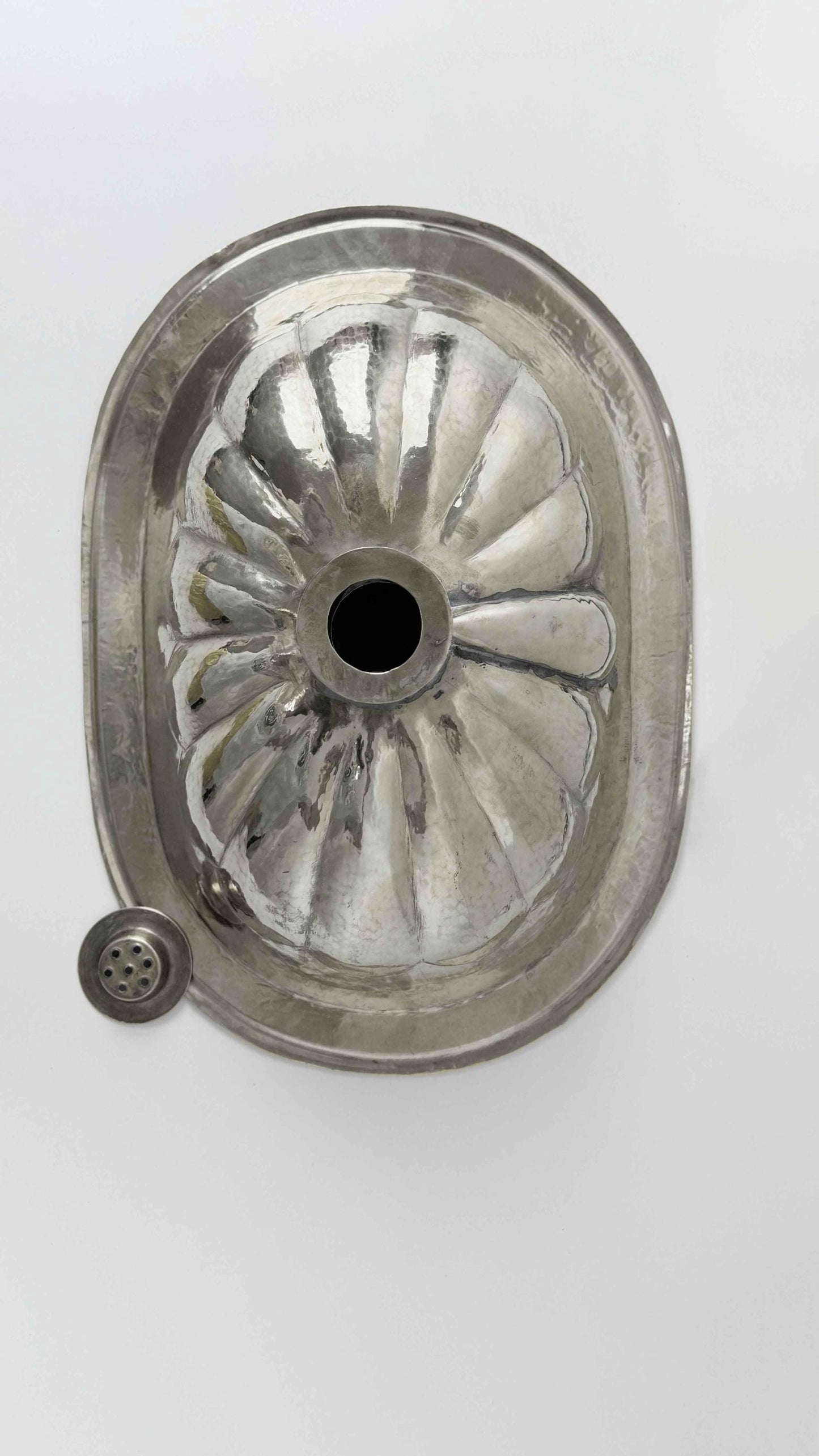 back of Oval Silver Bathroom Sink