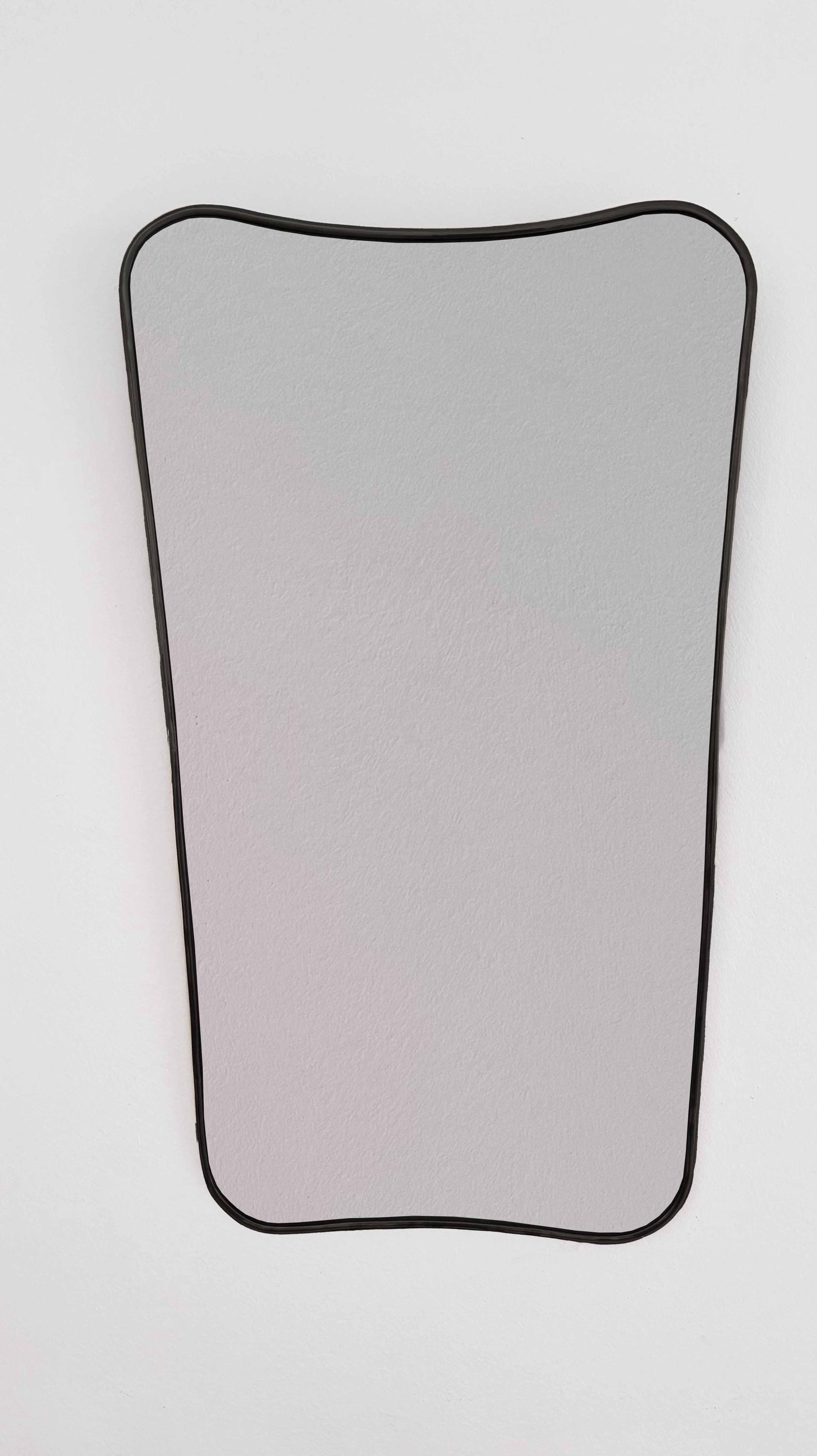 black framed brass Mirror in white background