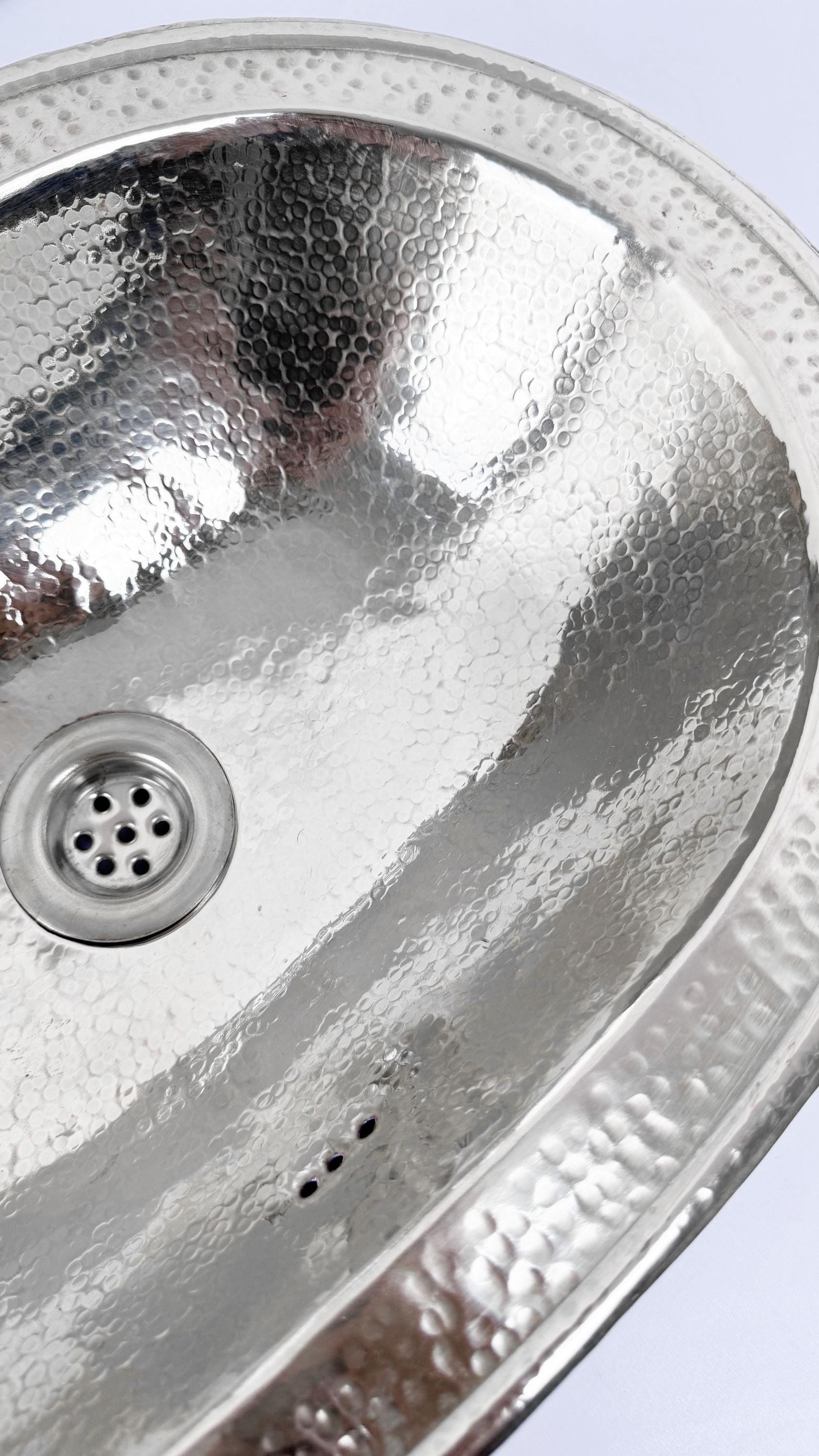 Silver Hammered Brass Bathroom Sinks