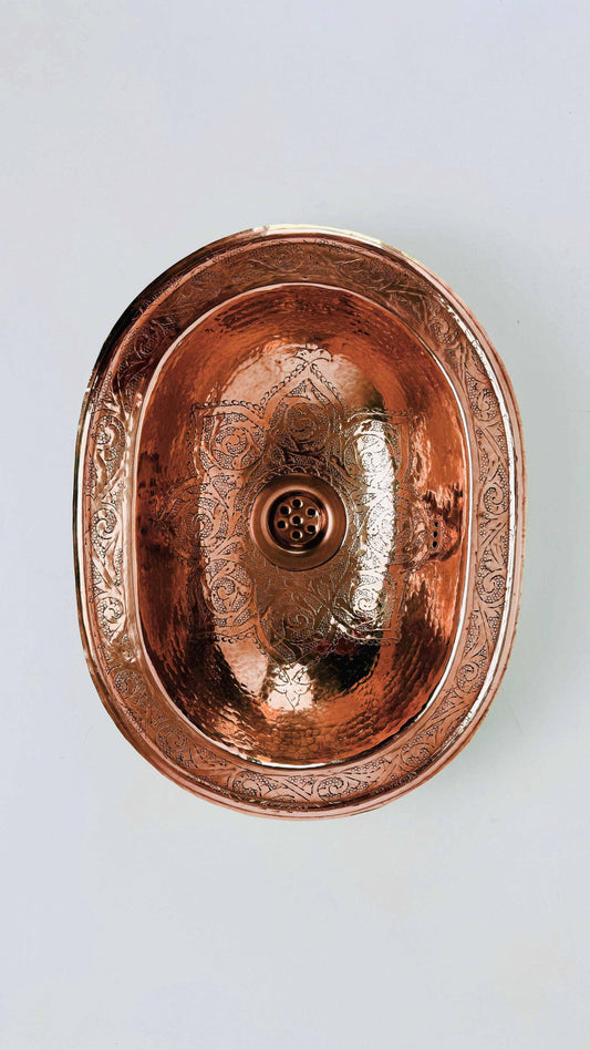 engraved copper sink