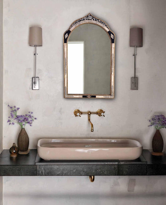 brass bone inlay bathroom mirror