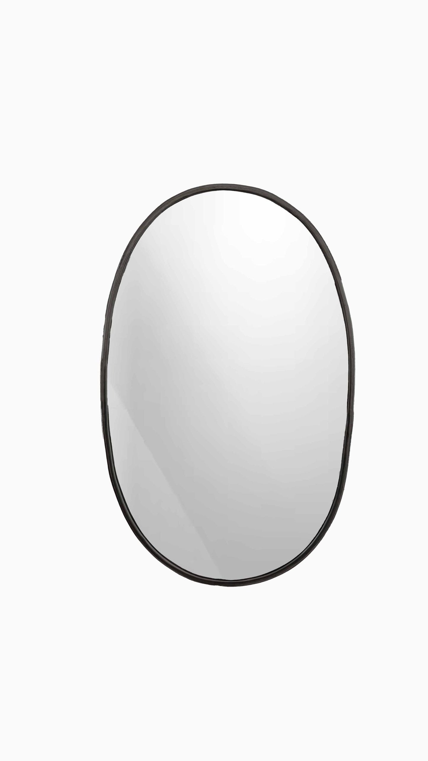black frame oval mirror