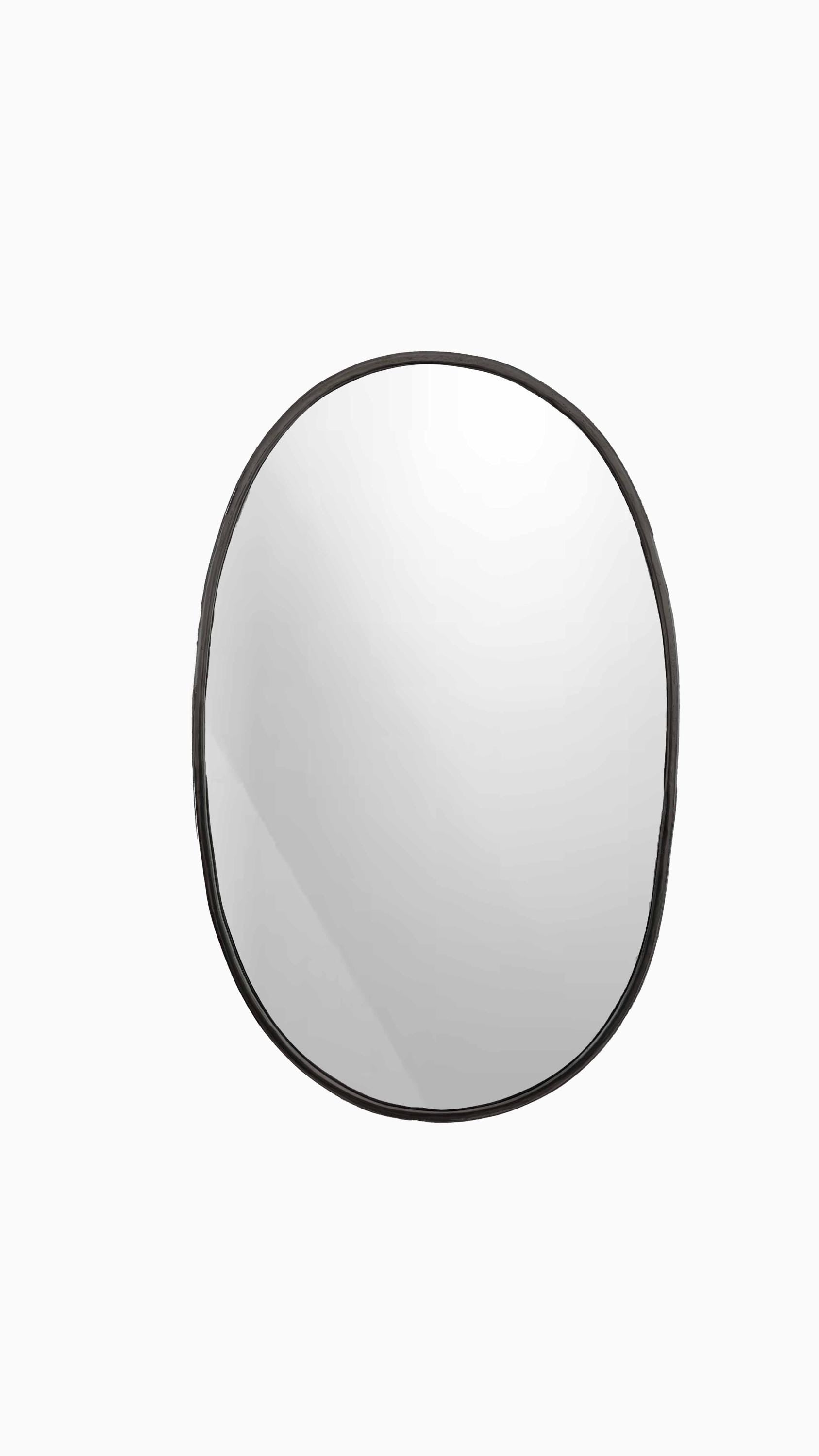 black frame oval mirror