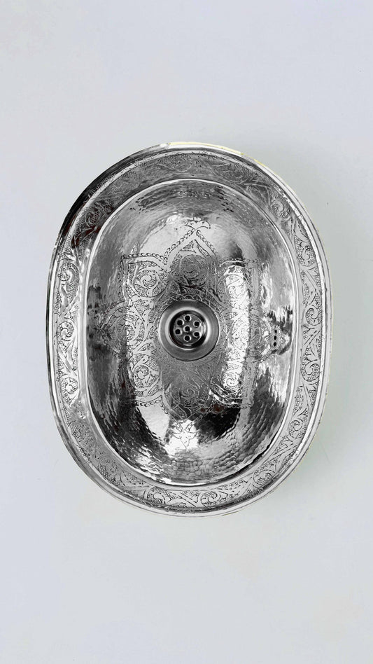 silver bathroom sink