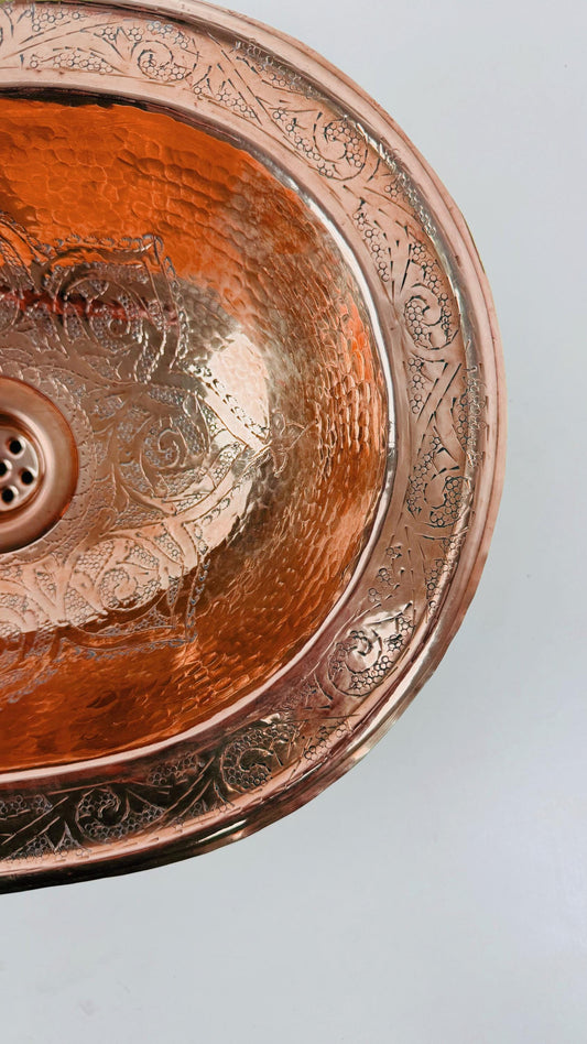 copper sink with moroccan engraving