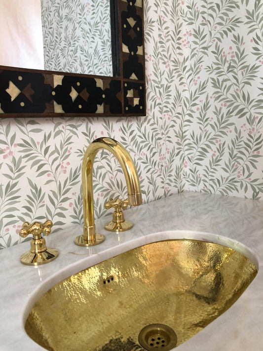Bathroom Vanity Faucet - Unlacquered Brass Faucet, Vanity Faucet, Bathroom Faucet, 3 holes Faucet , Deck Mount Faucet