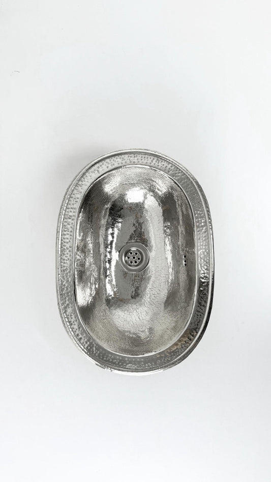 Silver Hammered Brass Bathroom Sink