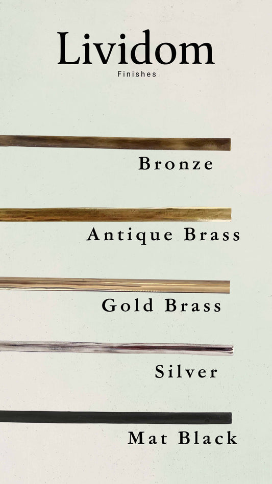 Brass mirror finish sample showing the exact tone and texture used in handcrafted mirrors.