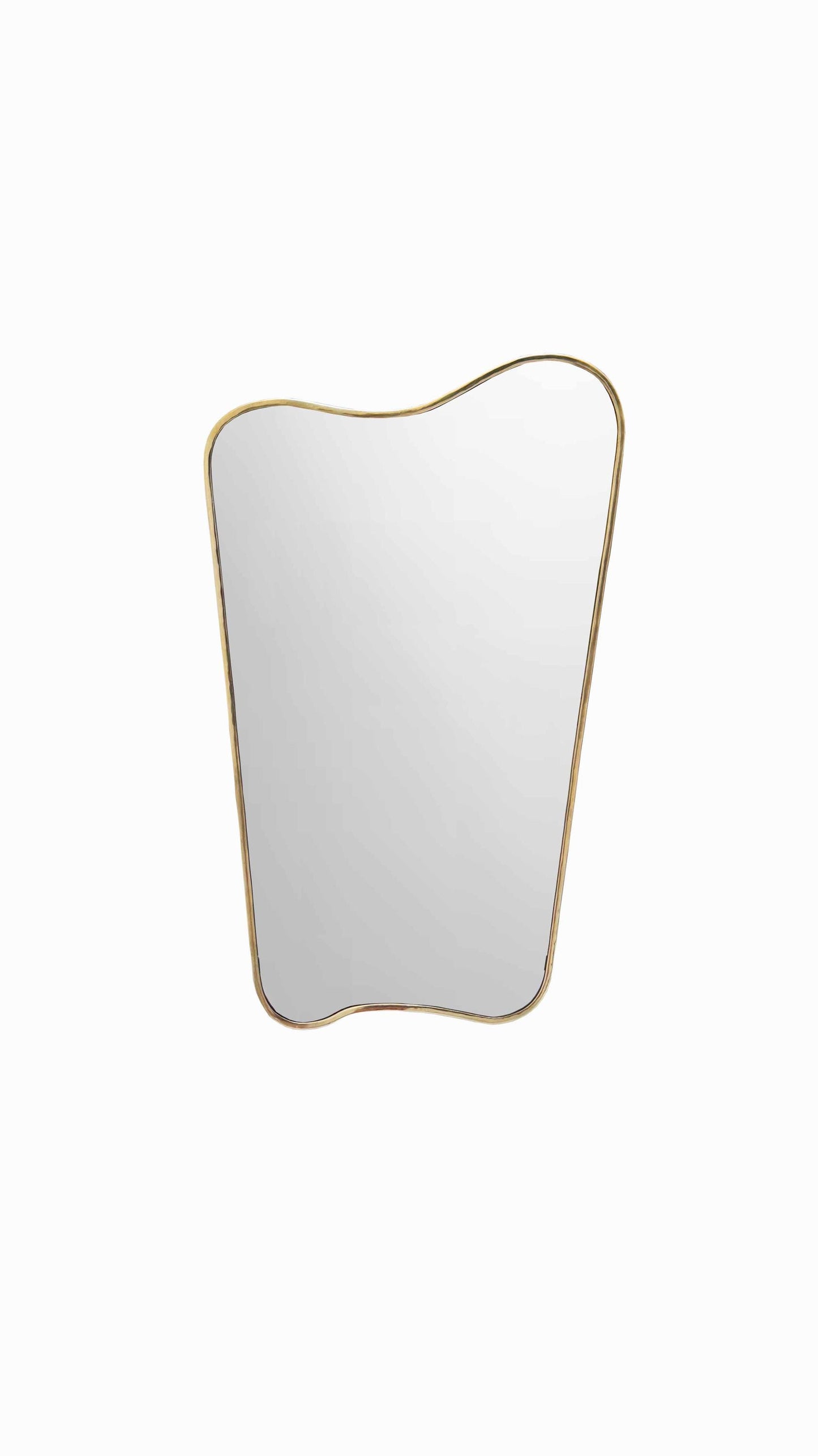 gold brass frame mirror in white background