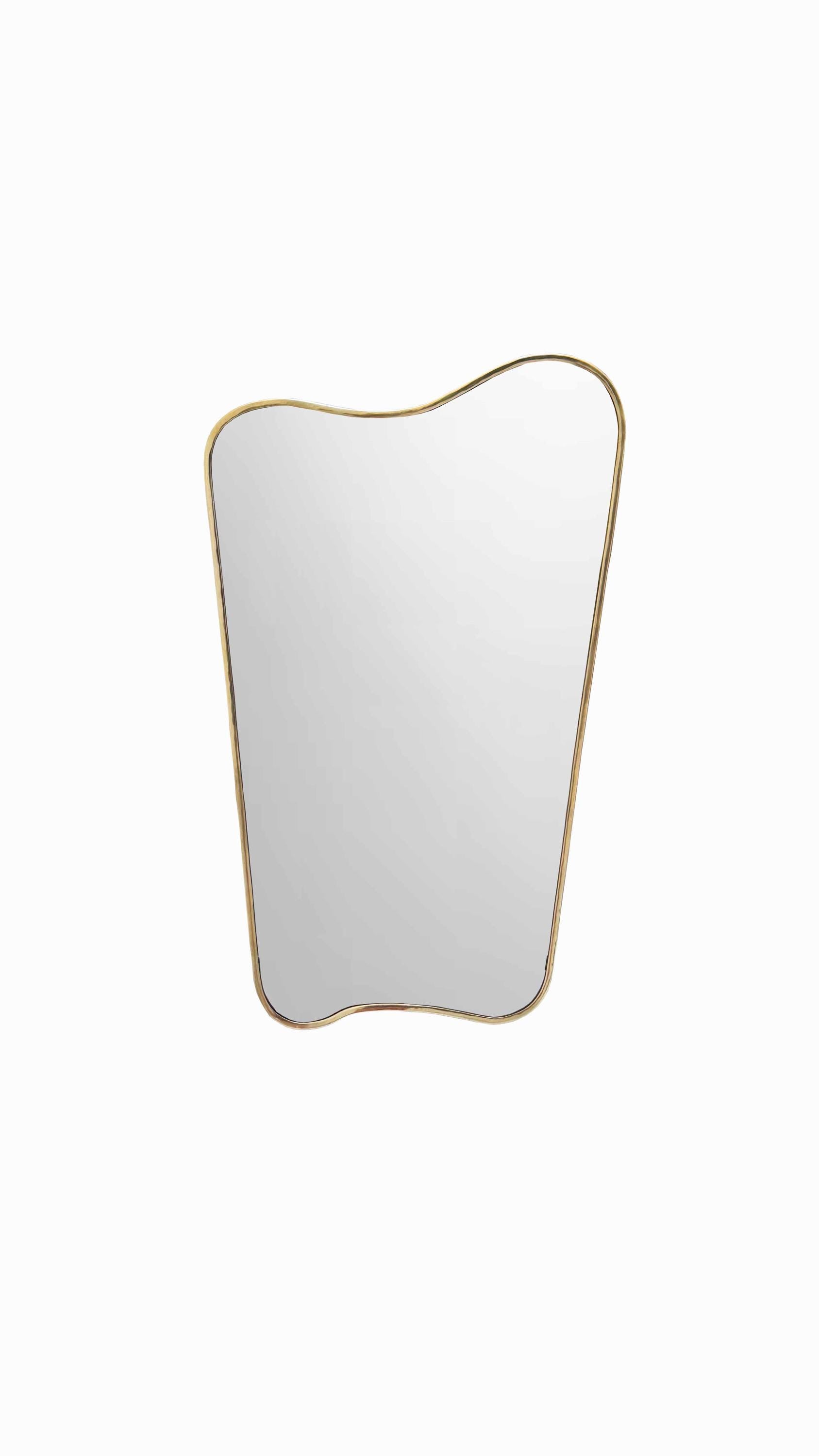 gold brass frame mirror in white background