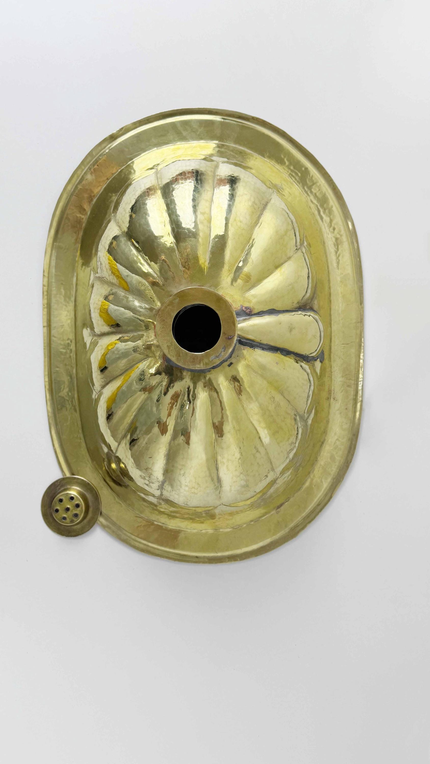 back of Oval Brass Bathroom Sink