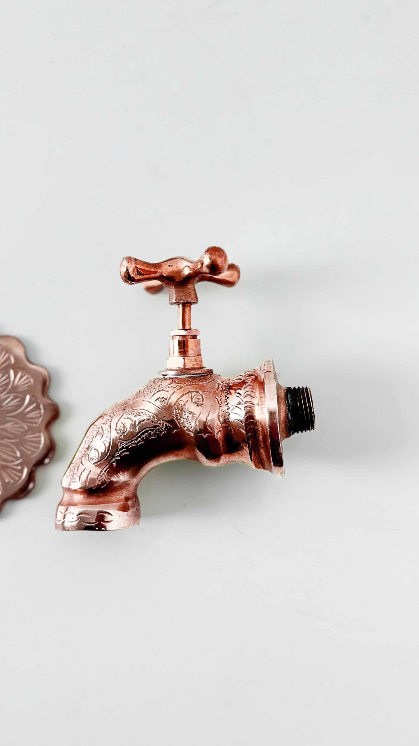 copper bathroom faucet with engraving