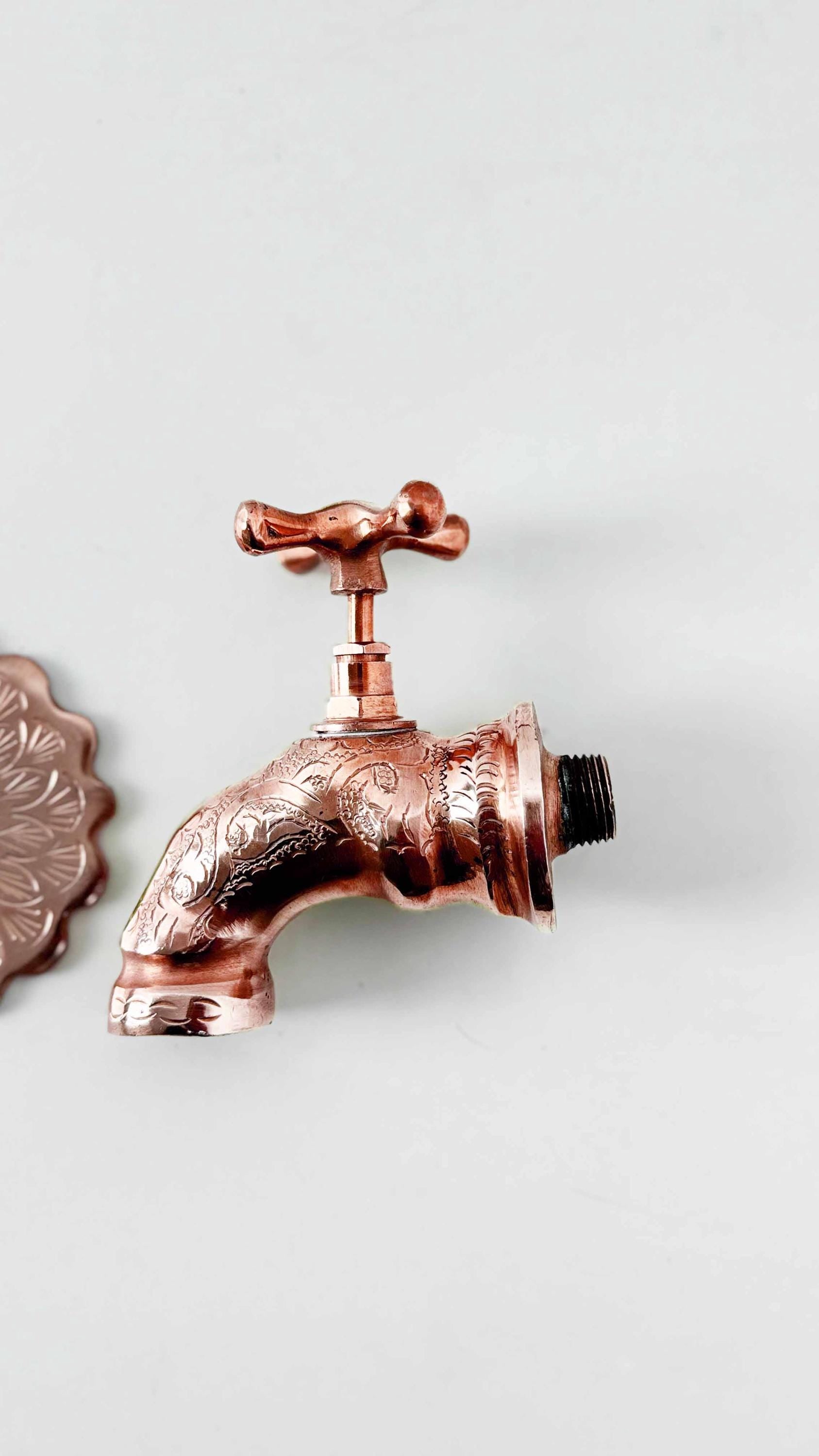copper bathroom faucet with engraving