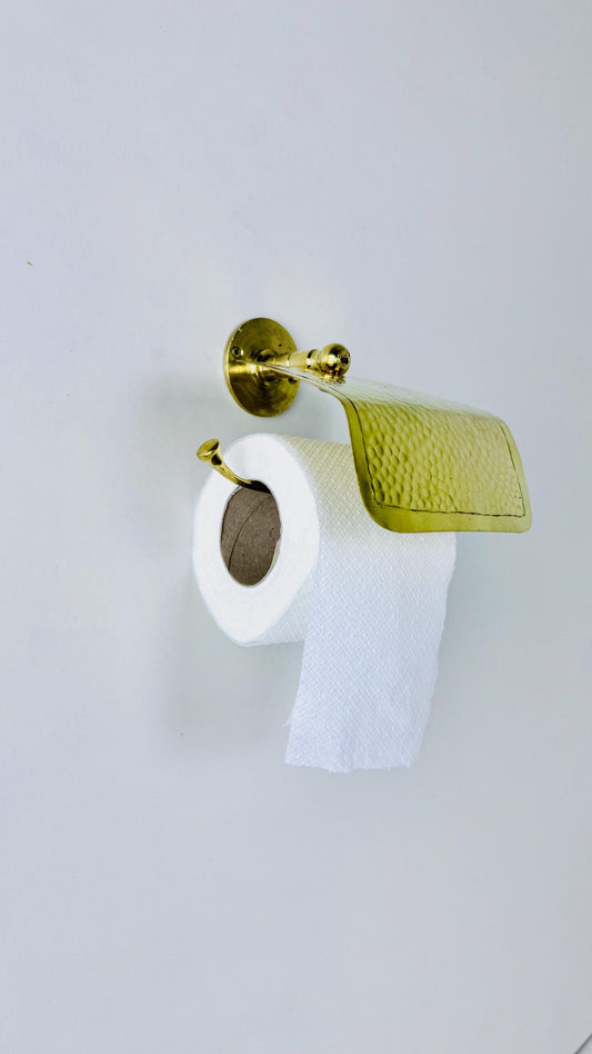 Brass Wall-Mounted Toilet Paper Holder - Gold Finish with Cover