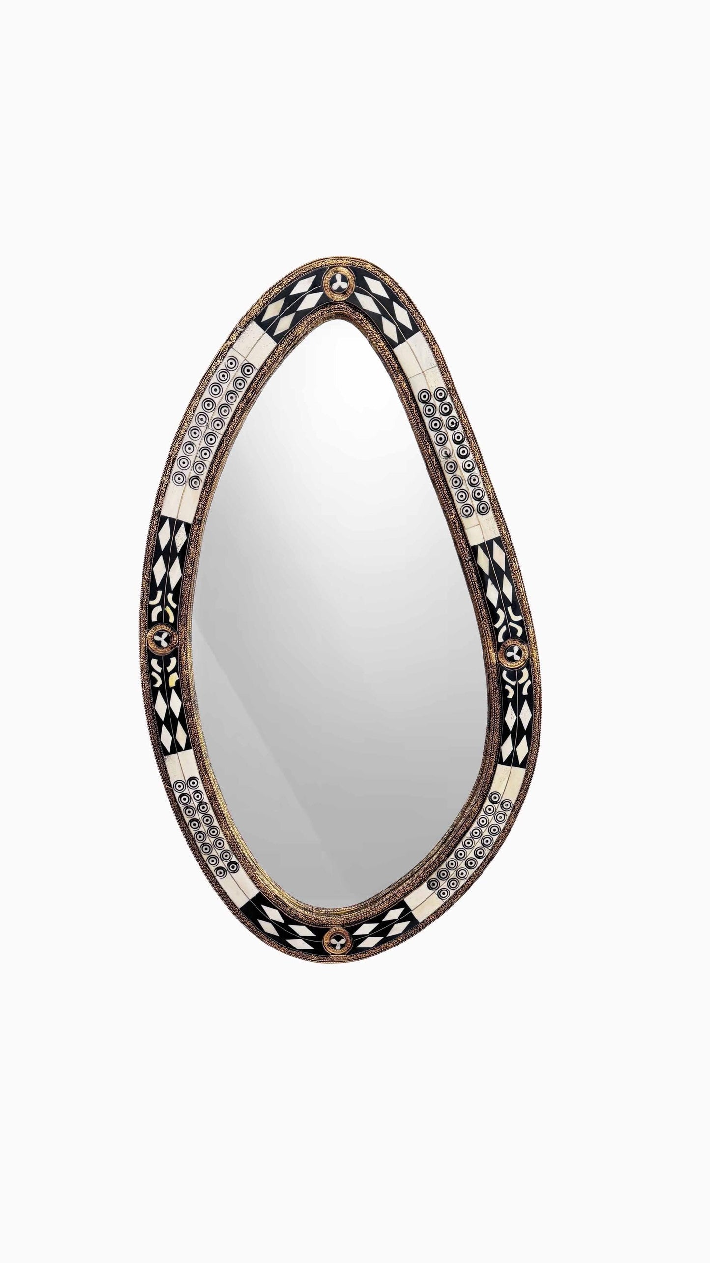 black Bone inlay mirror in white background
