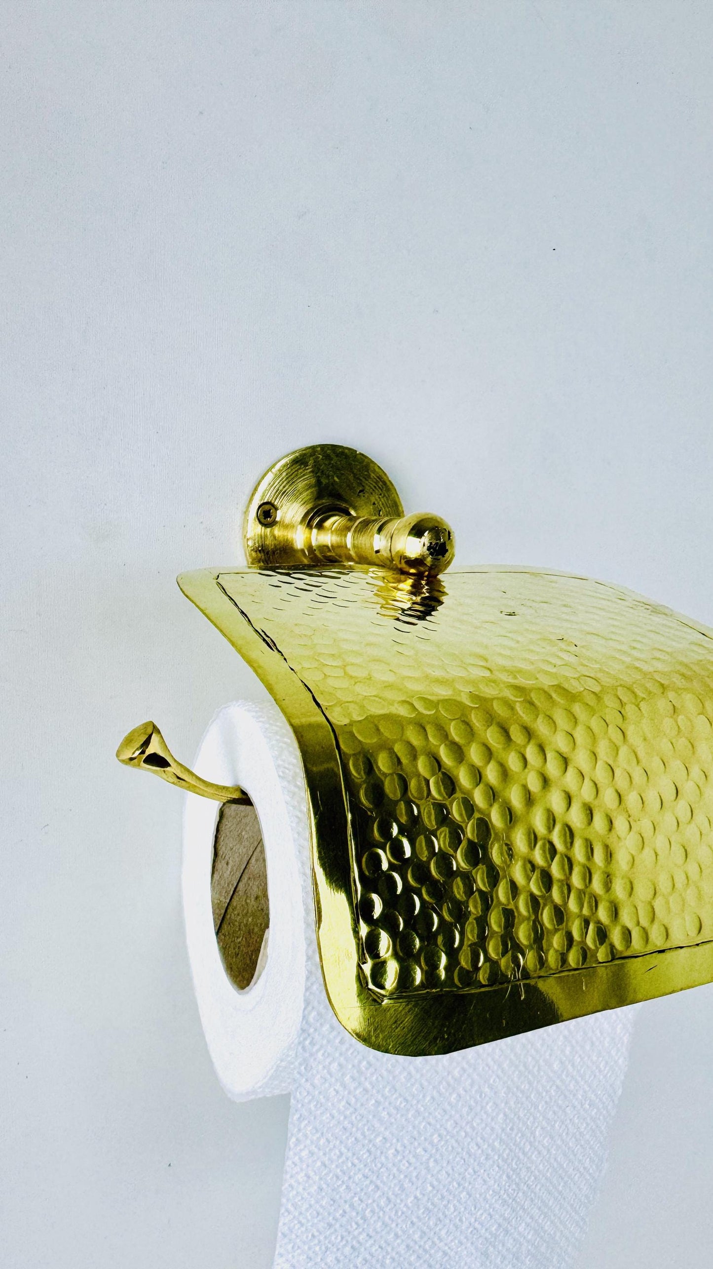 Brass Wall-Mounted Toilet Paper Holder - Gold Finish with Cover