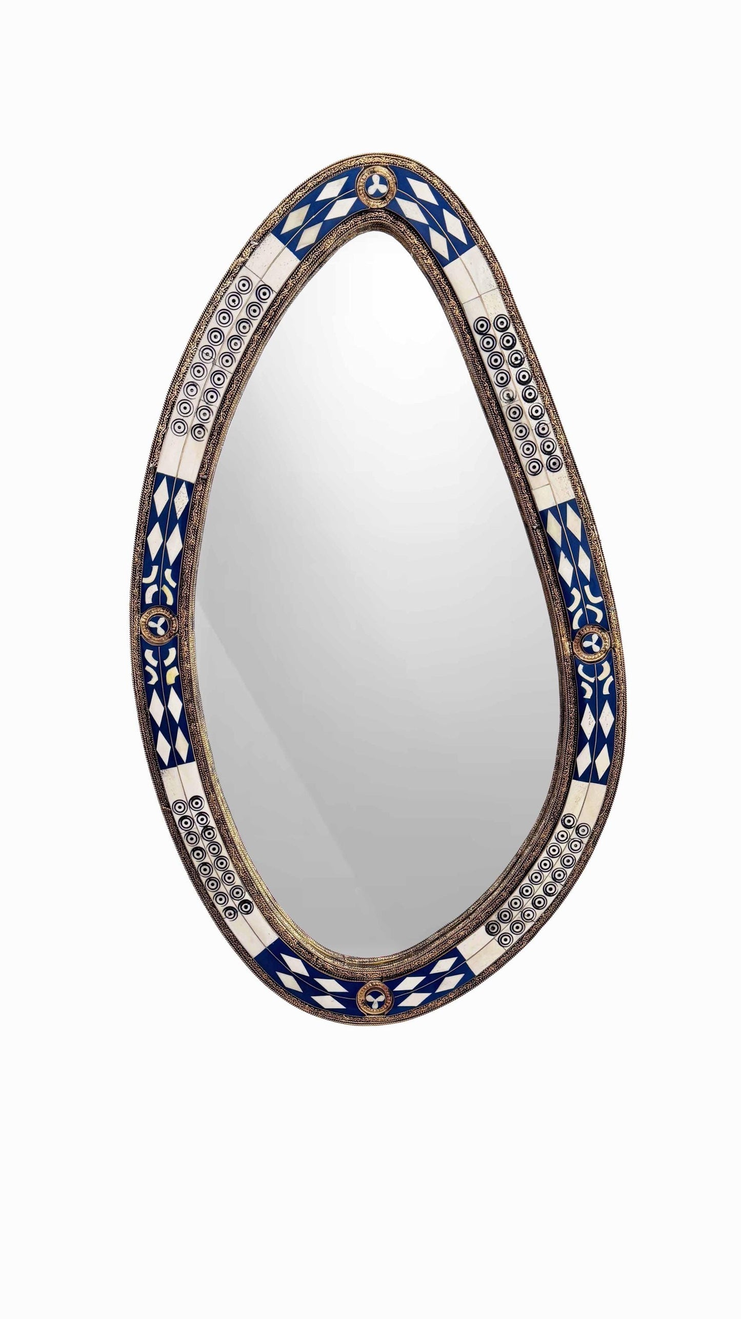 blue Bone inlay mirror in white background