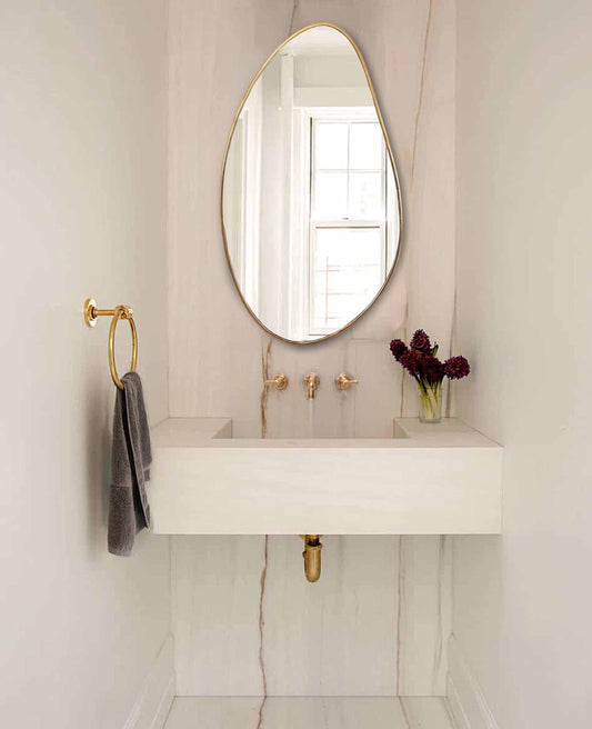 Asymmetrical Mirror in bathroom