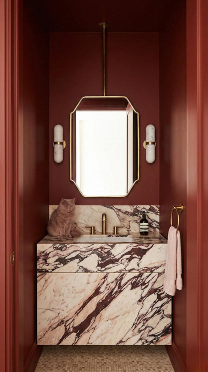 Suspended Brass Mirror – Ceiling Mounted Octagon Brass Mirror with Handcrafted Frame