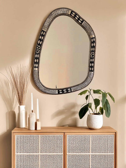 Asymmetrical Mirror - Irregular Bone Inlay Mirror