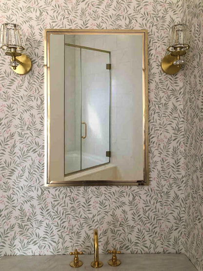 Gold Brass Mirror - Handmade Rectangular Wall Mirror with Sleek Modern Vanity Design
