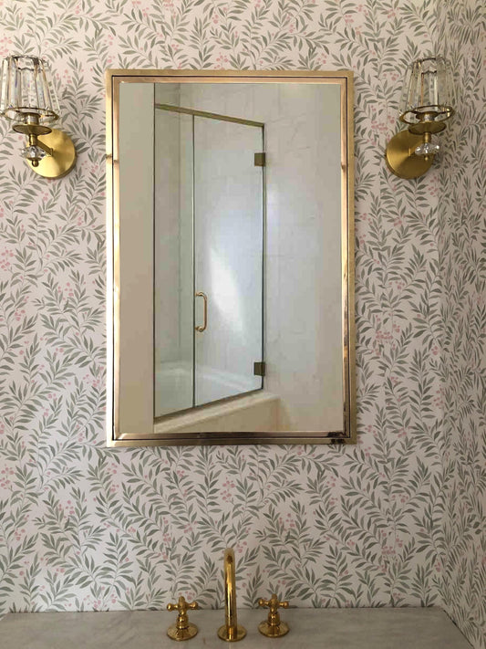 Gold Brass Mirror - Handmade Rectangular Wall Mirror with Sleek Modern Vanity Design