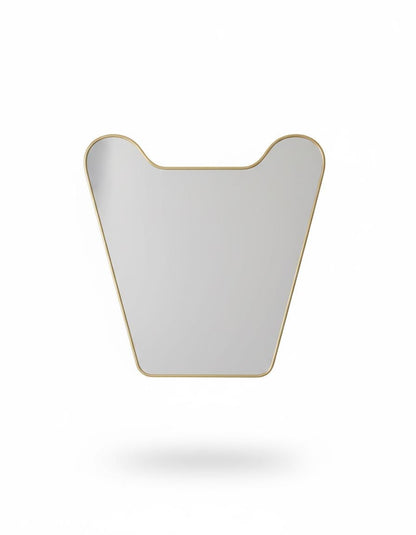 Organic brass vanity mirror inb a white background