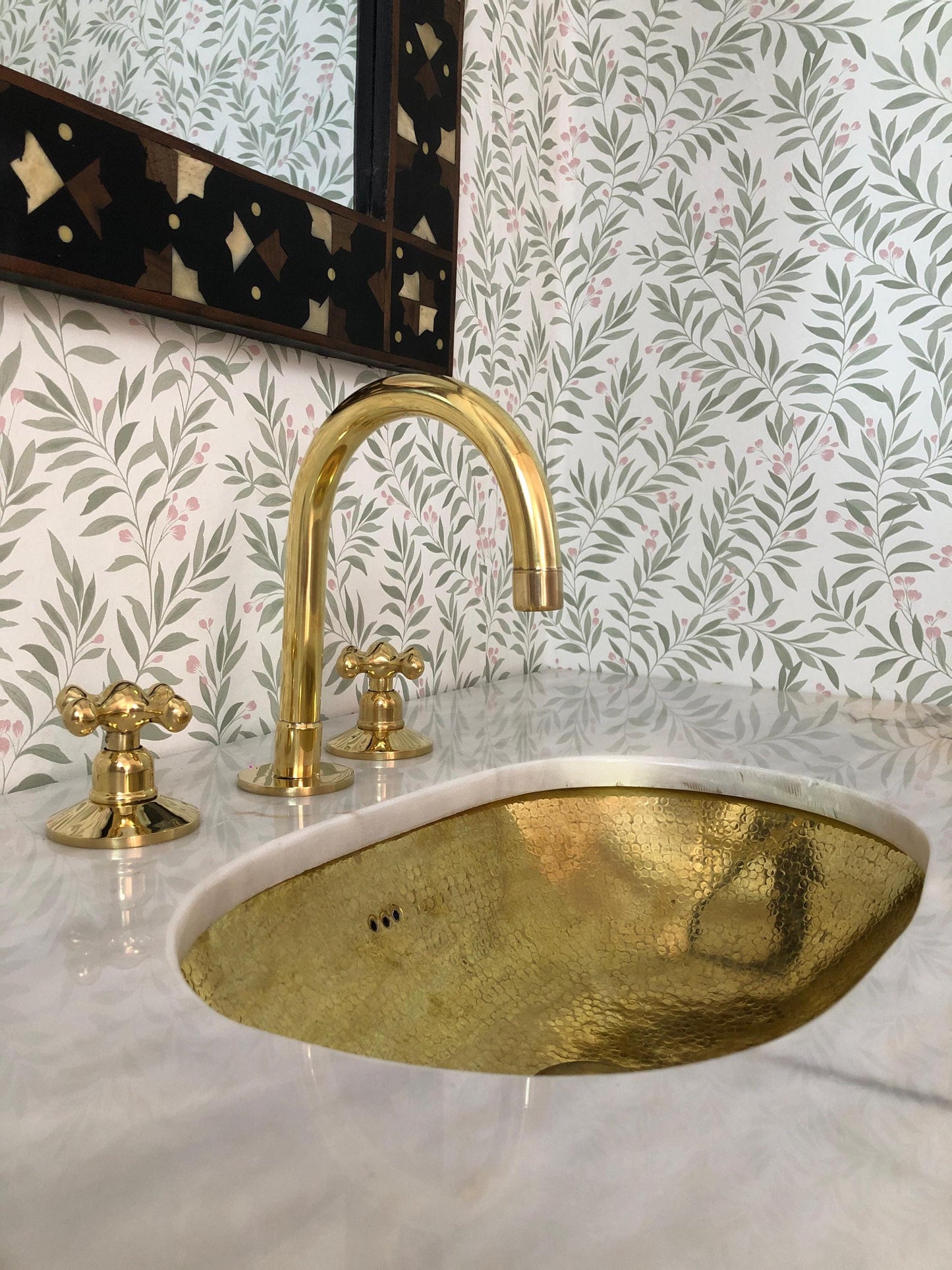 Bathroom Vanity Faucet - Unlacquered Brass Faucet, Vanity Faucet, Bathroom Faucet, 3 holes Faucet , Deck Mount Faucet