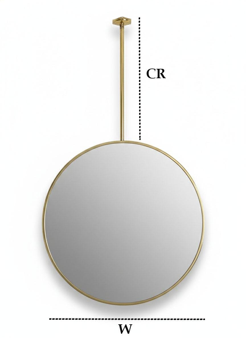 Ceiling Mounted Brass Mirror – Handmade Round Suspended Bathroom Mirror With Floating Frame