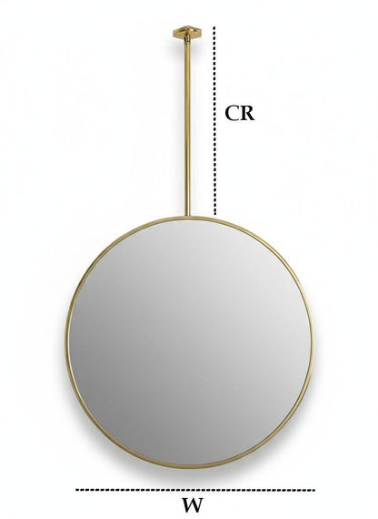 Ceiling Mounted Brass Mirror – Handmade Round Suspended Bathroom Mirror With Floating Frame