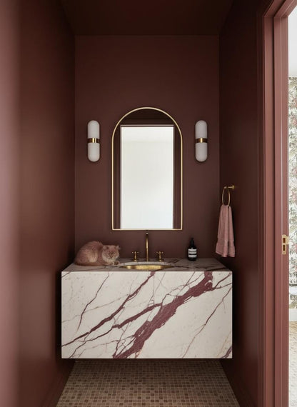Arched Wall Mirror – Modern Vanity Mirror with Handcrafted Brass Frame