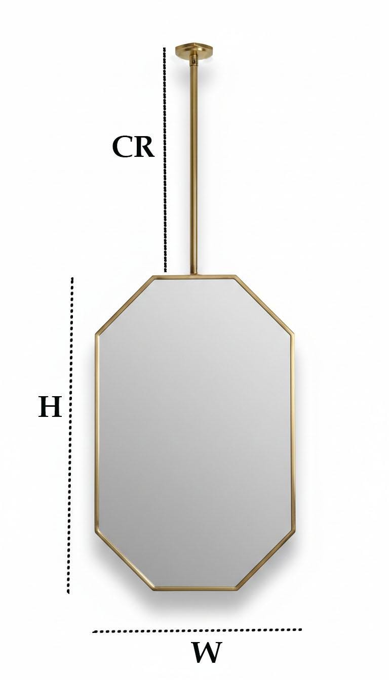 Octagonal Brass Mirror – Modern Ceiling Suspended Bathroom Wall Mirror