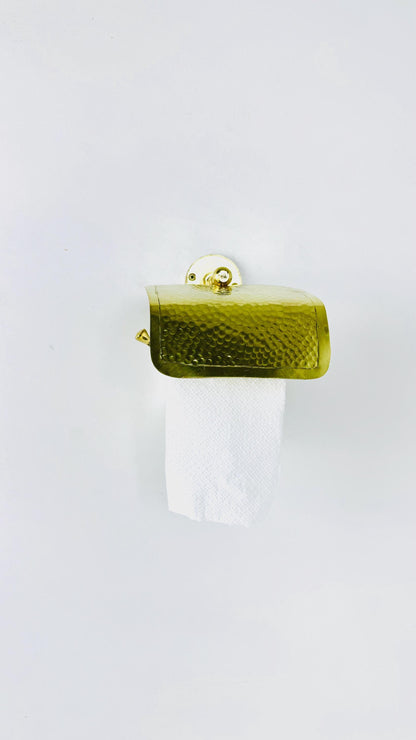 Brass Wall-Mounted Toilet Paper Holder - Gold Finish with Cover