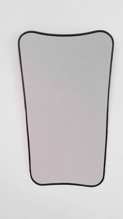 black framed brass Mirror in white background