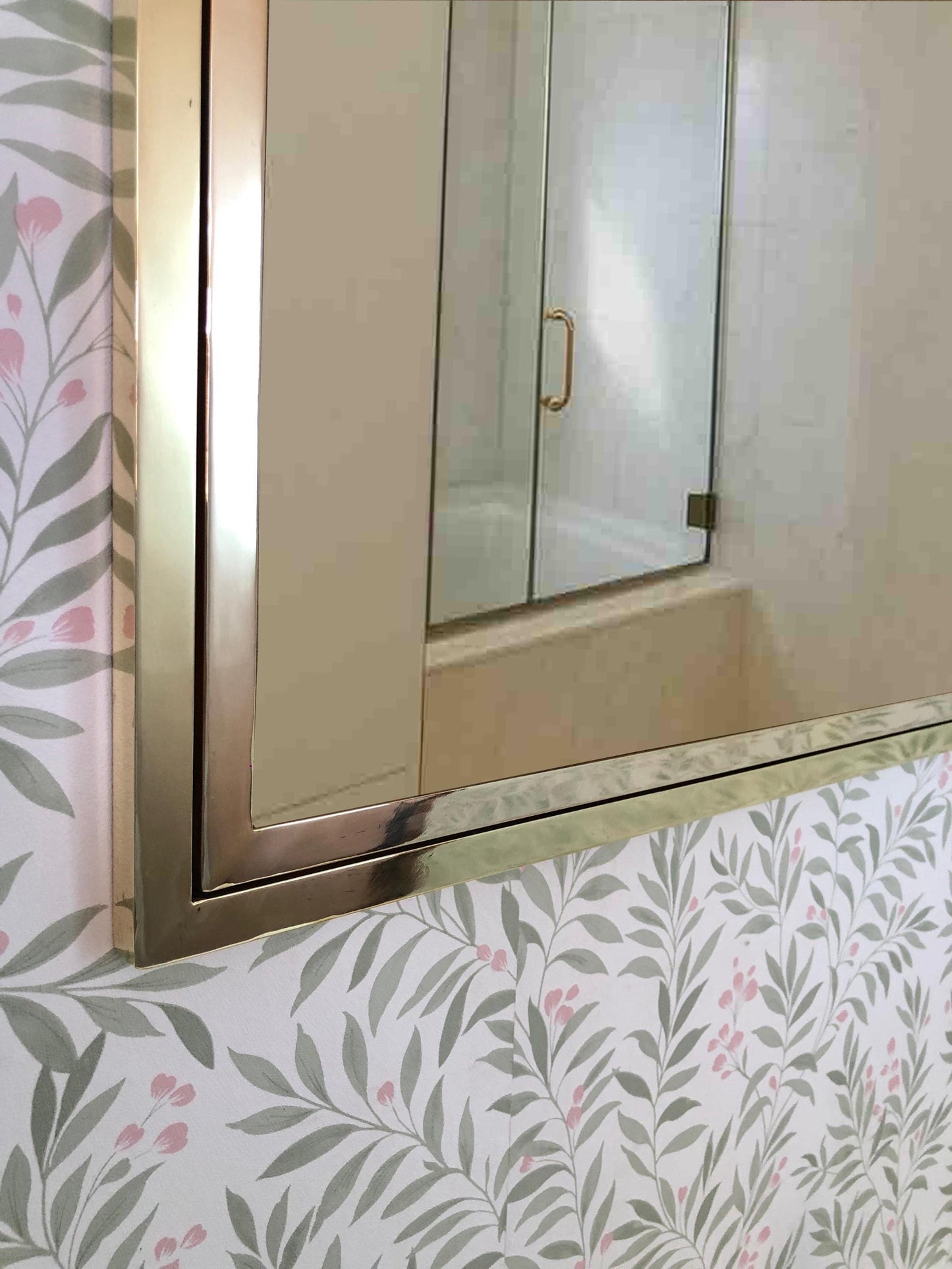 Gold Brass Mirror - Handmade Rectangular Wall Mirror with Sleek Modern Vanity Design