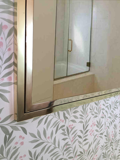 Gold Brass Mirror - Handmade Rectangular Wall Mirror with Sleek Modern Vanity Design