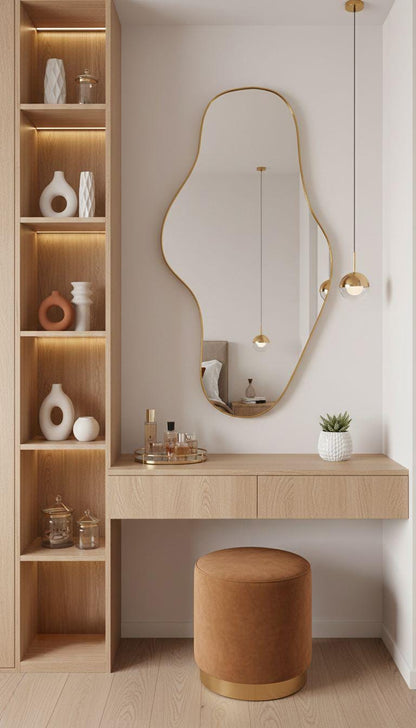 Unlacquered Brass Mirror – Organic Asymmetrical Vanity With Handcrafted Frame