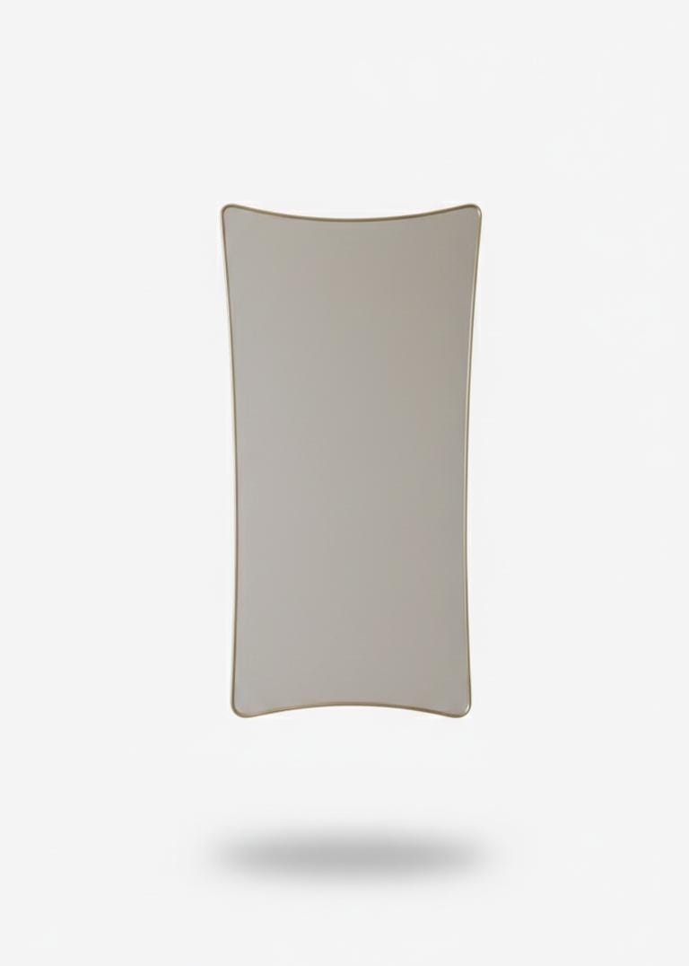 Handmade irregular brass mirror isolated on white background