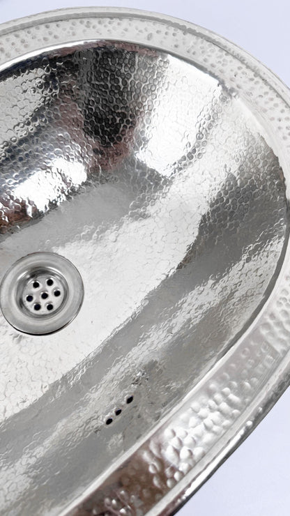 Silver Hammered Brass Bathroom Sinks