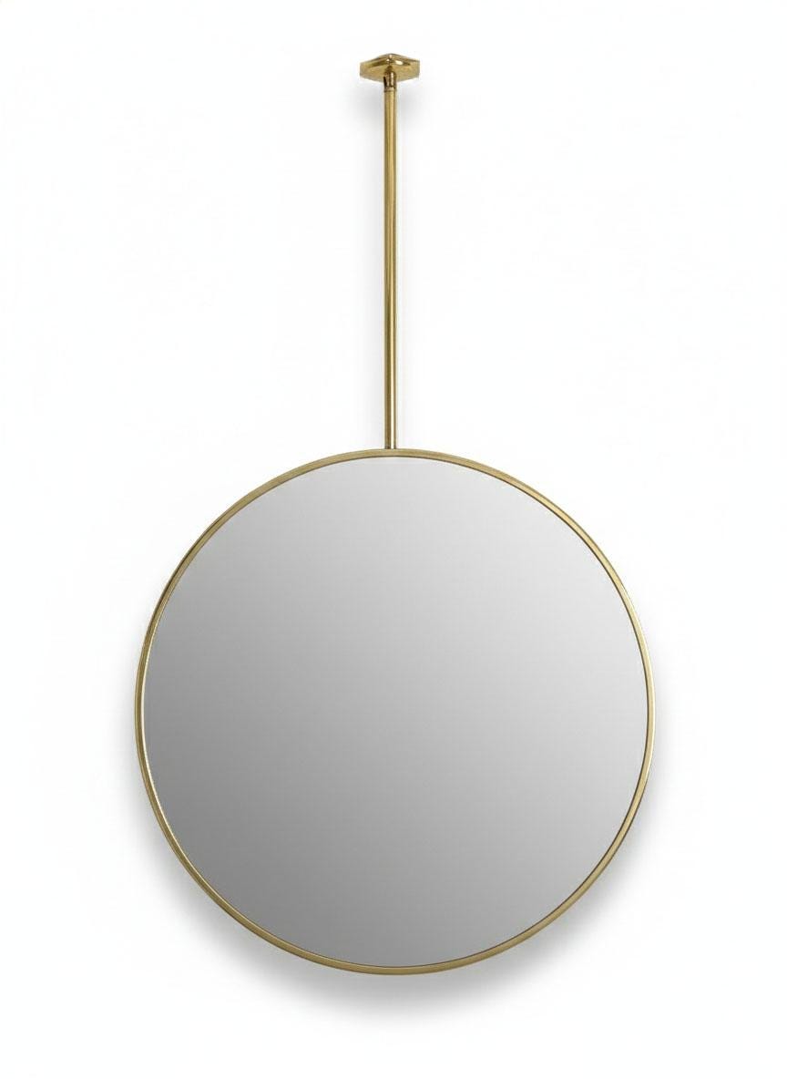 Ceiling Mounted Brass Mirror – Handmade Round Suspended Bathroom Mirror With Floating Frame