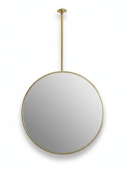 Ceiling Mounted Brass Mirror – Handmade Round Suspended Bathroom Mirror With Floating Frame