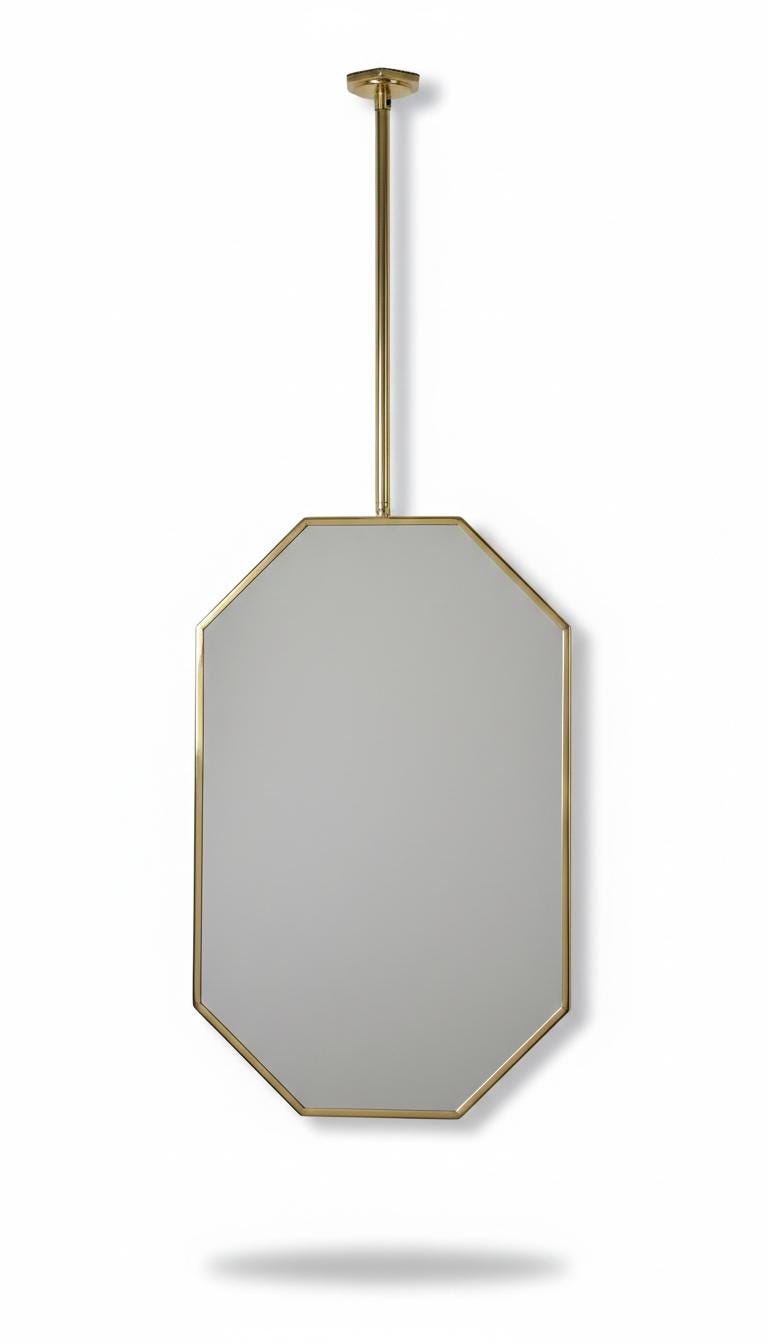 octagon suspended mirror in a white background.