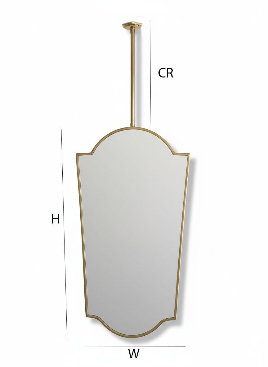 Suspended Brass Mirror – Ceiling Mounted Decorative Shield Wall Mirror
