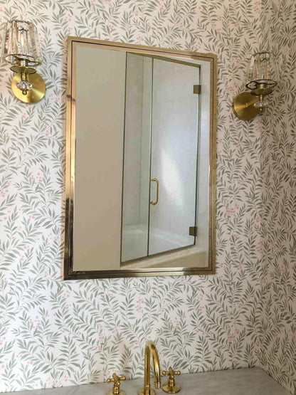 Gold Brass Mirror - Handmade Rectangular Wall Mirror with Sleek Modern Vanity Design