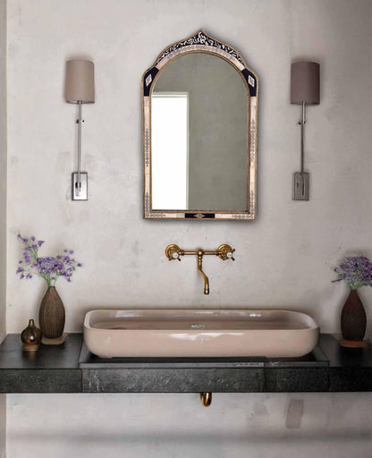 brass bone inlay bathroom mirror
