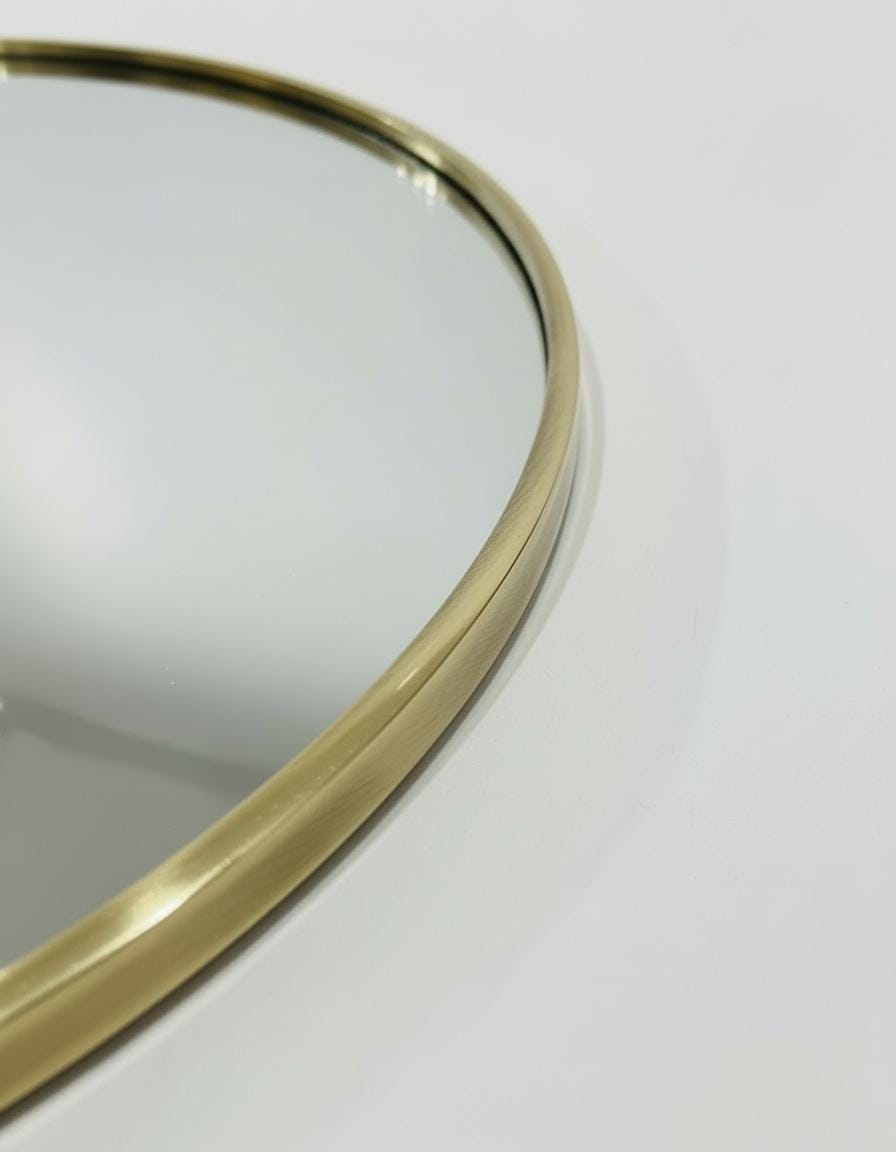 Suspended Oval Brass Mirror – Ceiling Mounted Vanity Mirror With Handcrafted Frame