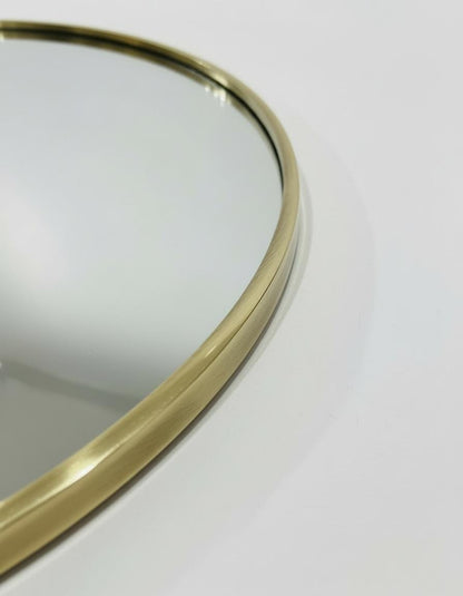 Suspended Oval Brass Mirror – Ceiling Mounted Vanity Mirror With Handcrafted Frame