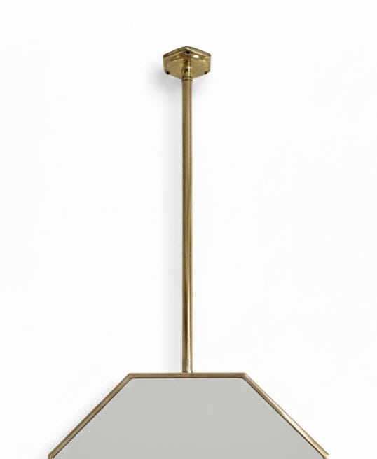 Octagonal Brass Mirror – Modern Ceiling Suspended Bathroom Wall Mirror
